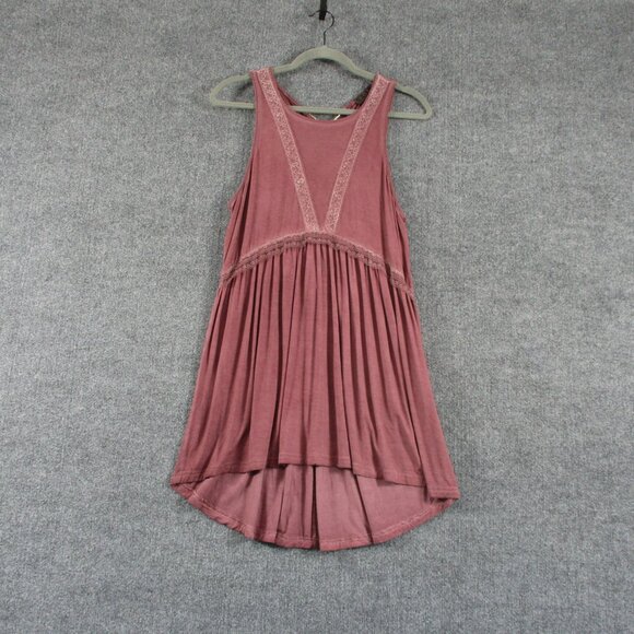 POL Dresses & Skirts - POL Dress Womens M Pink Baby Doll Sundress Lace Boutique Corset Back BoHo Mini